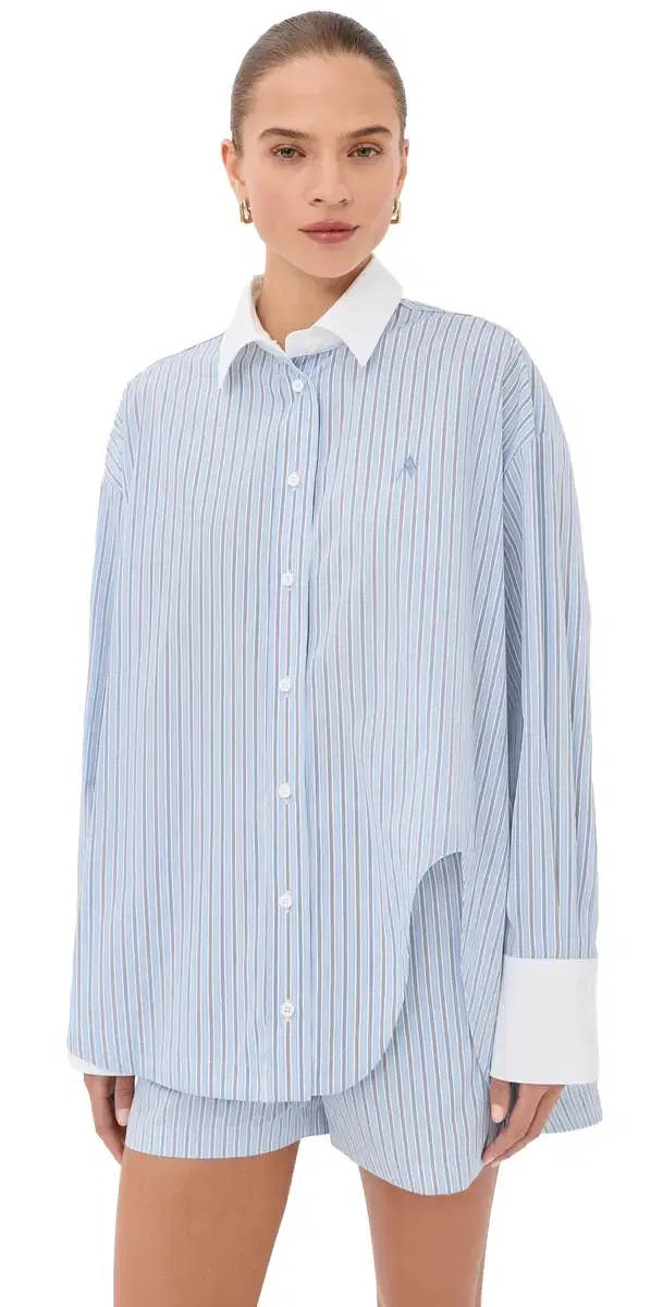 Stripe Button Down Shirt Light Blue/White