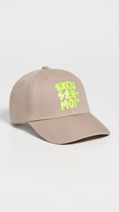 Clare V. Baseball Hat Khaki with Neon Yellow One Size | Thumbnail 2
