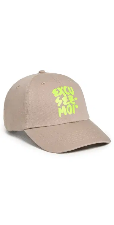 Clare V. Baseball Hat Khaki with Neon Yellow One Size | Thumbnail 1