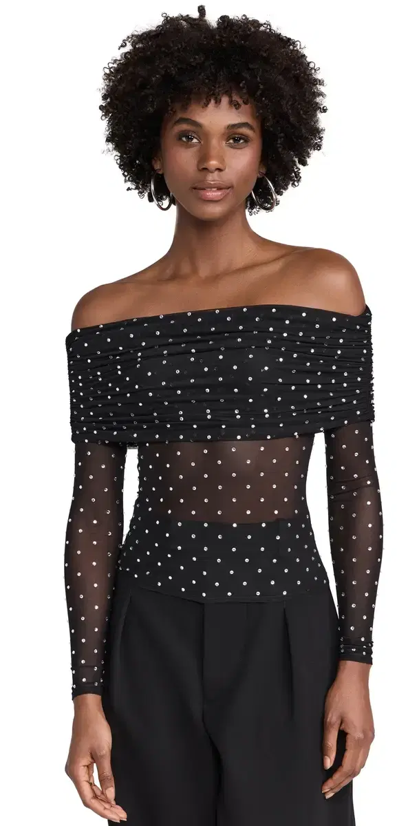 Oriana Mesh Top Black/ilver