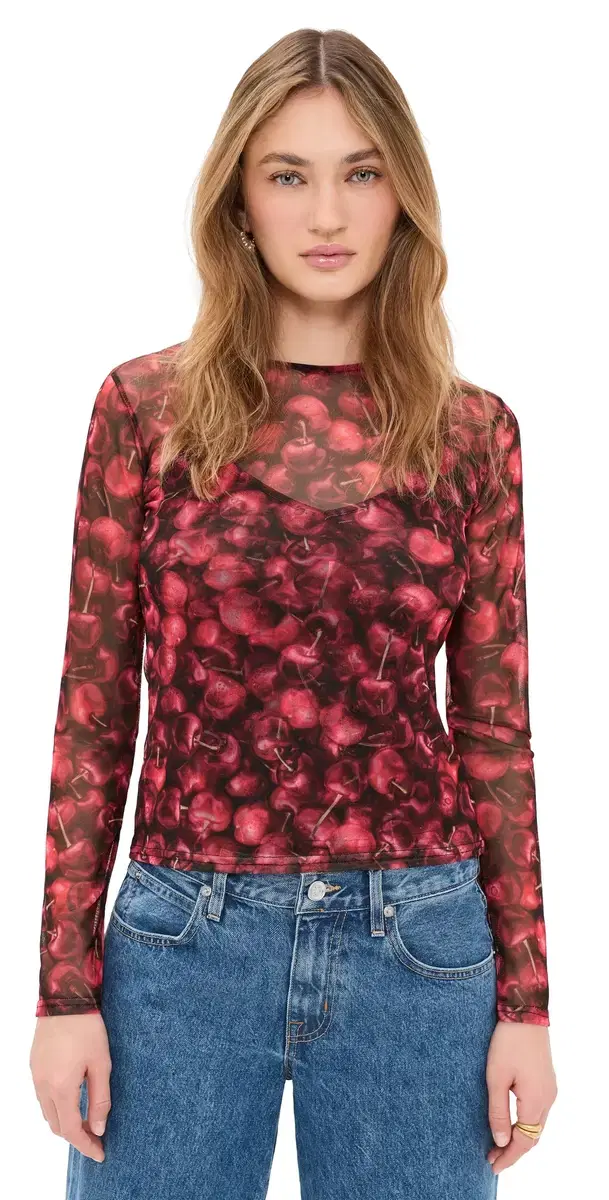 Never Fully Dressed Cherry Mesh Top Red