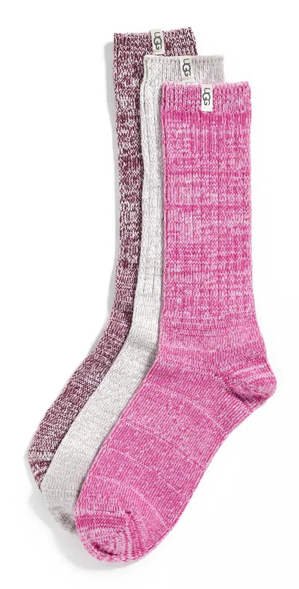 Rib Knit Slouchy Crew 3 Pack Chroma Pink/Putty/Wildgrape One Size