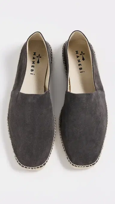 MANEBI Suede Square Toe Espadrilles Suede Carbon Grey 43 | Thumbnail 4