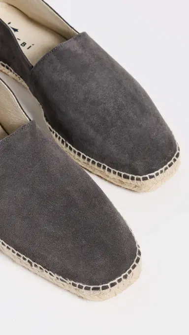 MANEBI Suede Square Toe Espadrilles Suede Carbon Grey 43 | Thumbnail 5