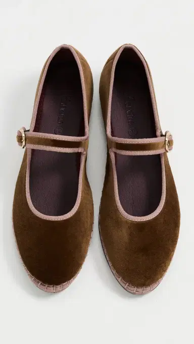 Flabelus Balthasar Velvet Mary Jane Flats Brown 37 | Thumbnail 5
