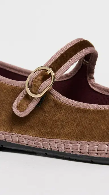 Flabelus Balthasar Velvet Mary Jane Flats Brown 37 | Thumbnail 6