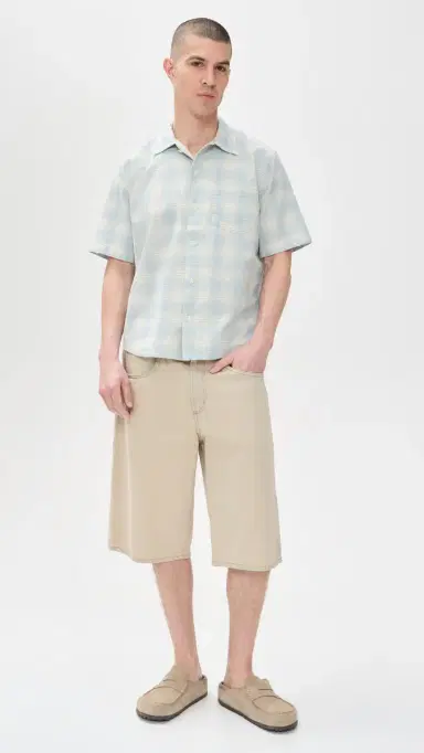 Corridor Linen Plaid Short Sleeve Shirt Light Blue | Thumbnail 5