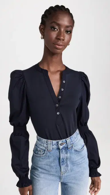Veronica Beard Jean Effy Top Navy | Thumbnail 2