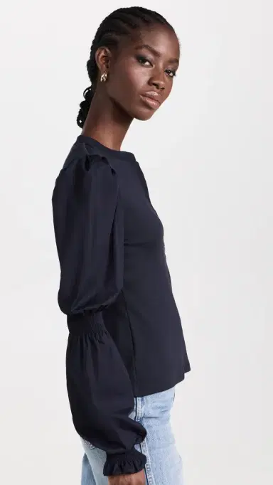 Veronica Beard Jean Effy Top Navy | Thumbnail 4