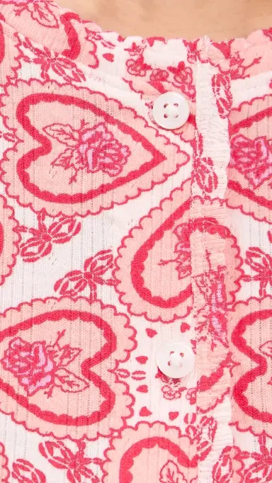 Hill House Home The Kaelie Pointelle Cardigan Patchwork Doily Heart/White | Thumbnail 6