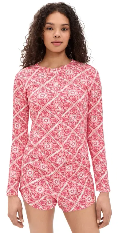 Hill House Home The Kaelie Pointelle Cardigan Patchwork Doily Heart/White | Thumbnail 1
