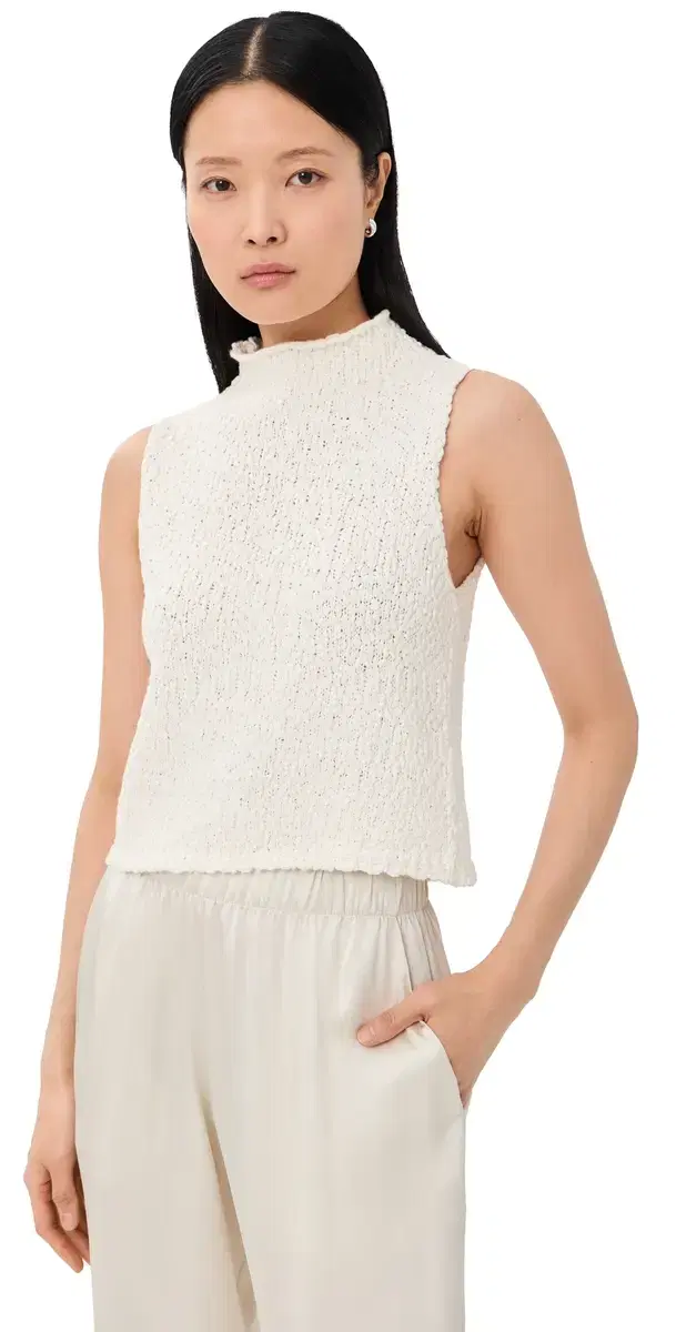 Atticus Roll Neck Cropped Tank Gardenia