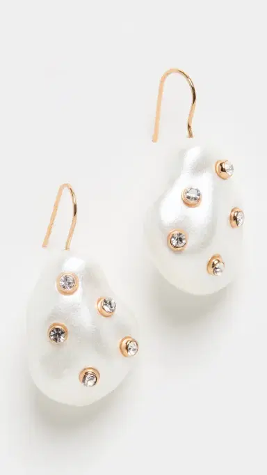 Kenneth Jay Lane Gold With White Pearl Earrings Gold One Size | Thumbnail 2