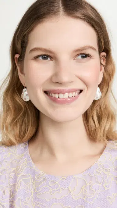 Kenneth Jay Lane Gold With White Pearl Earrings Gold One Size | Thumbnail 3