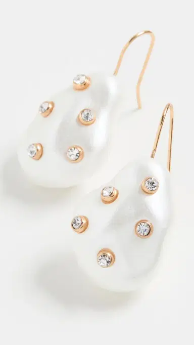 Kenneth Jay Lane Gold With White Pearl Earrings Gold One Size | Thumbnail 4