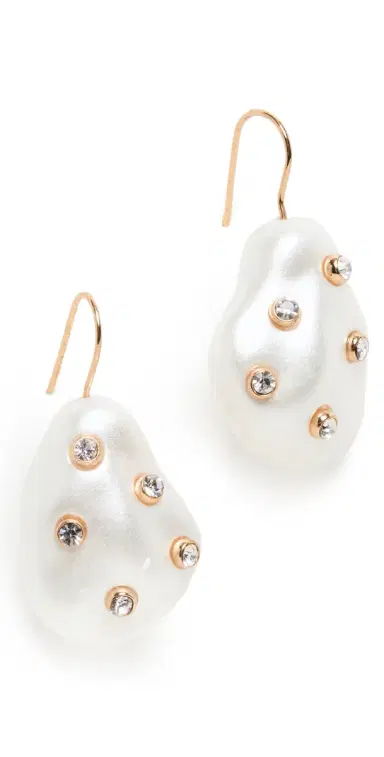 Kenneth Jay Lane Gold With White Pearl Earrings Gold One Size | Thumbnail 1