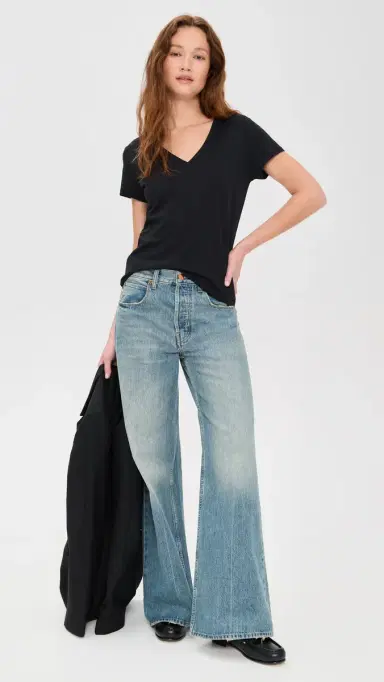 Vince Essential V Neck Tee Black | Thumbnail 5