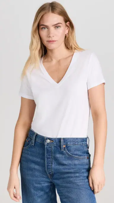 Vince Essential V Neck Tee White | Thumbnail 2