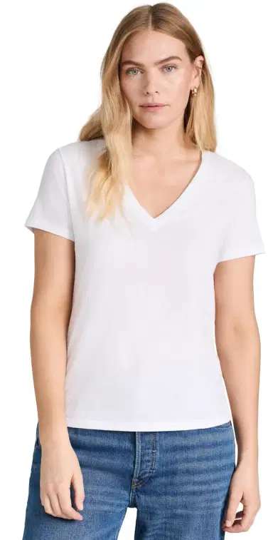 Vince Essential V Neck Tee White | Thumbnail 1