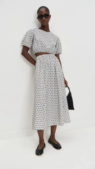 LE BOP Martha Plaid Skirt Ivory Dobby L | Thumbnail 5 LE BOP Martha Plaid Skirt Ivory Dobby L | Thumbnail 5