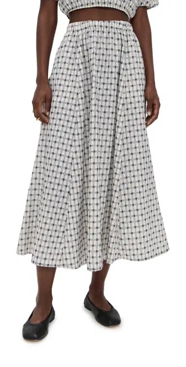 LE BOP Martha Plaid Skirt Ivory Dobby L | Thumbnail 1 LE BOP Martha Plaid Skirt Ivory Dobby L | Thumbnail 1
