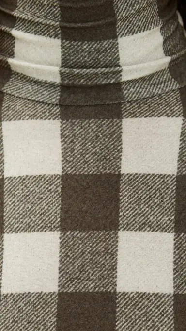 Norma Kamali Slim Fit Long Sleeve Turtle Top Bark Box Plaid | Thumbnail 6 Norma Kamali Slim Fit Long Sleeve Turtle Top Bark Box Plaid | Thumbnail 6