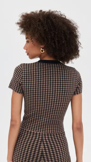 LE BOP Gingham Knit Tee Chocolate/Black XS | Thumbnail 3
