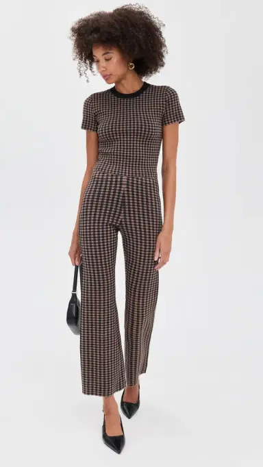 LE BOP Gingham Knit Tee Chocolate/Black XS | Thumbnail 5