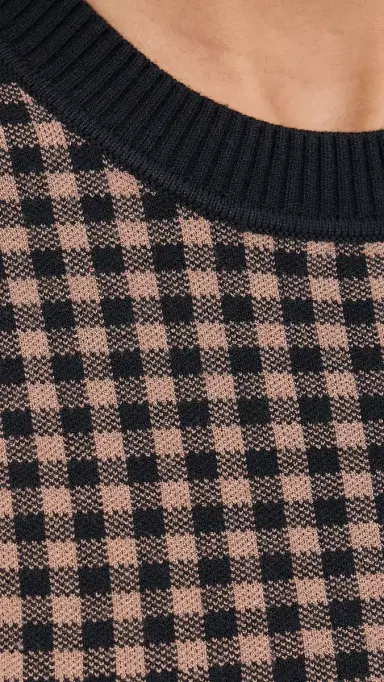 LE BOP Gingham Knit Tee Chocolate/Black XS | Thumbnail 6