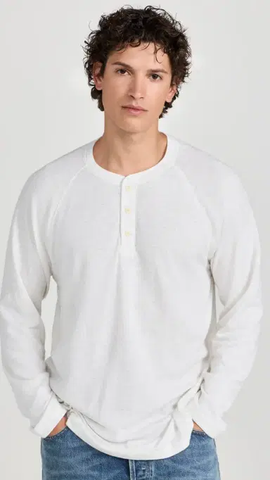 Faherty Cloud Long Sleeve Henley Heather | Thumbnail 2