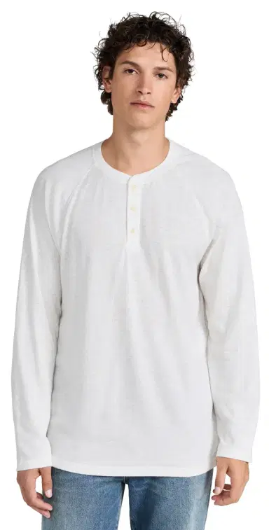Faherty Cloud Long Sleeve Henley Heather | Thumbnail 1