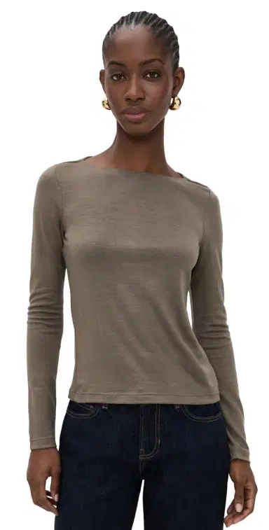 Renggli Long Sleeve Boatneck Tee Clay | Thumbnail 1