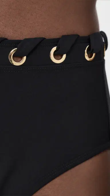 STYLEST Dreamculpt Grommet High Waisted Bikini Bottoms Caviar | Thumbnail 5