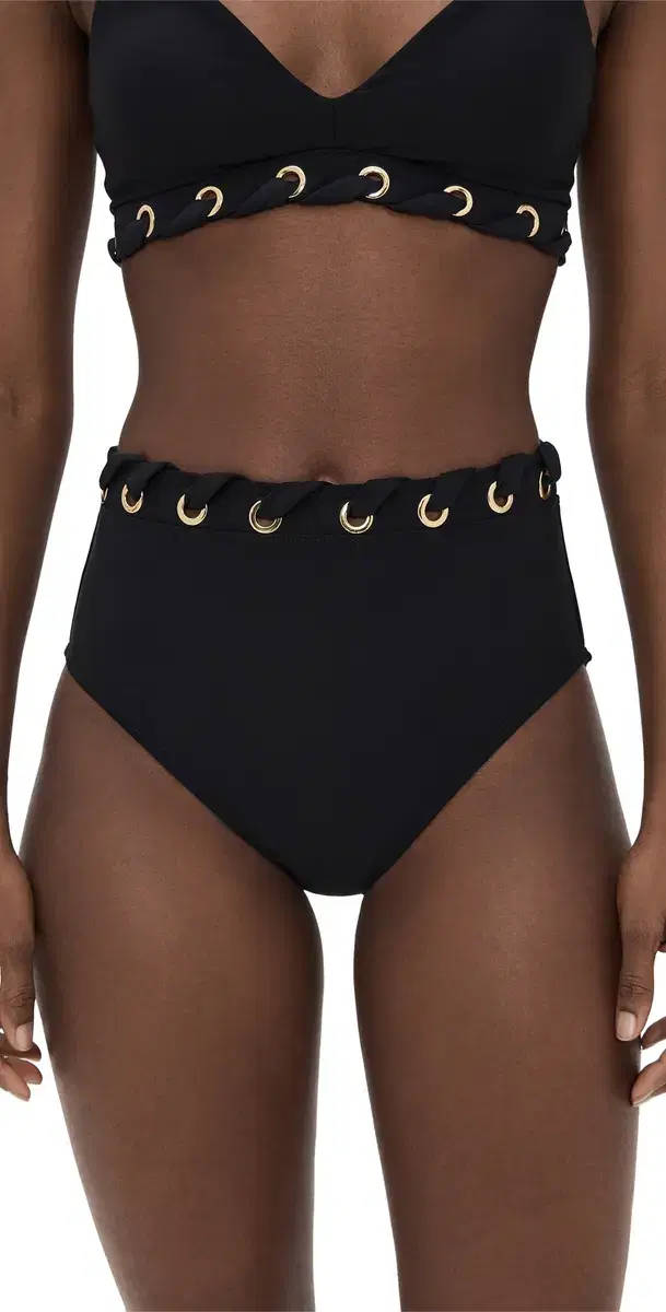 Dreamculpt Grommet High Waisted Bikini Bottoms Caviar