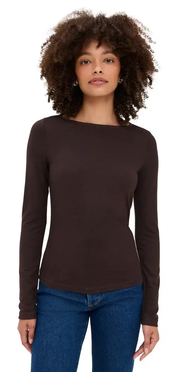 Long Sleeve Boatneck Tee Chocolate