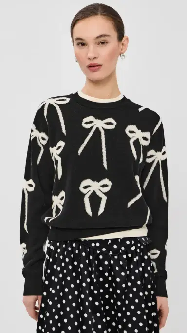 Marc Jacobs Bow Jacquard Sweater Black/White | Thumbnail 3 Marc Jacobs Bow Jacquard Sweater Black/White | Thumbnail 3