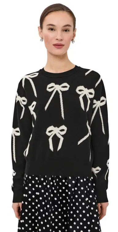 Marc Jacobs Bow Jacquard Sweater Black/White | Thumbnail 1 Marc Jacobs Bow Jacquard Sweater Black/White | Thumbnail 1