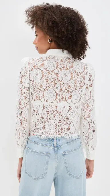 L'AGENCE Anita Lace Button Up Blouse | Thumbnail 3 L'AGENCE Anita Lace Button Up Blouse | Thumbnail 3