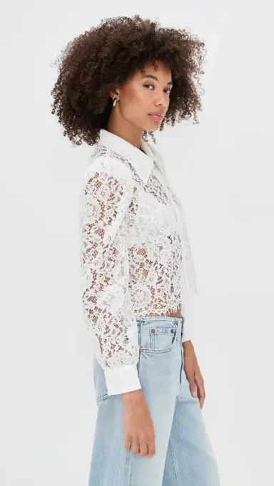 L'AGENCE Anita Lace Button Up Blouse | Thumbnail 4 L'AGENCE Anita Lace Button Up Blouse | Thumbnail 4