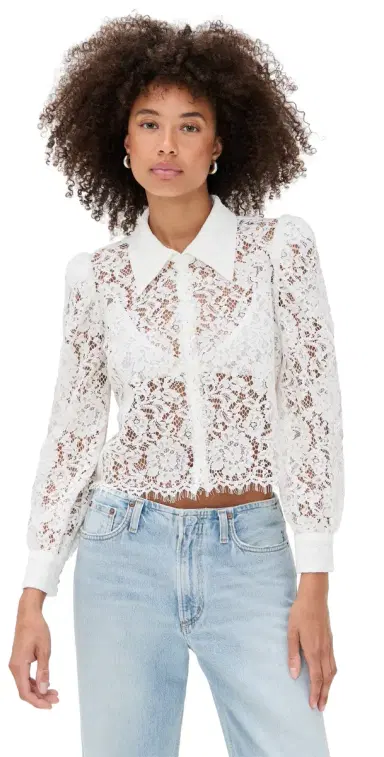 L'AGENCE Anita Lace Button Up Blouse | Thumbnail 1 L'AGENCE Anita Lace Button Up Blouse | Thumbnail 1