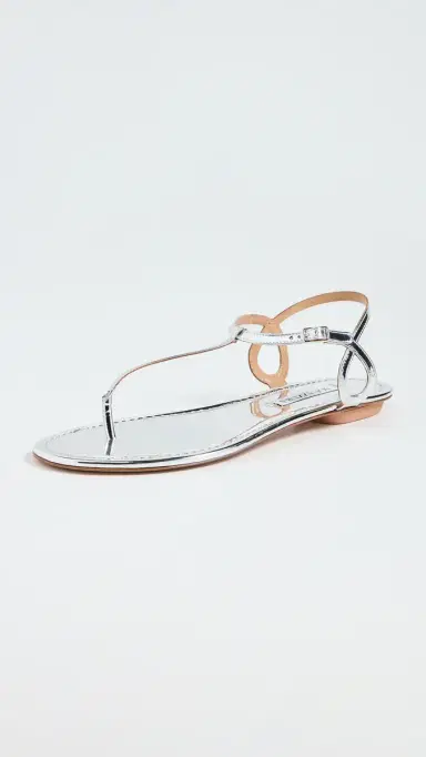 Aquazzura Almost Bare Sandal Flats Silver 38 | Thumbnail 2 Aquazzura Almost Bare Sandal Flats Silver 38 | Thumbnail 2