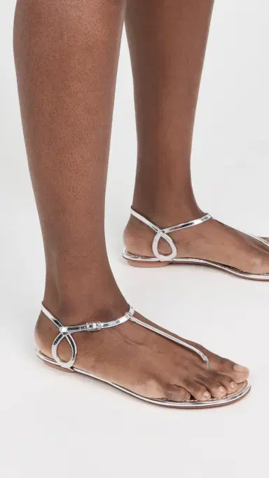 Aquazzura Almost Bare Sandal Flats Silver 38 | Thumbnail 3 Aquazzura Almost Bare Sandal Flats Silver 38 | Thumbnail 3