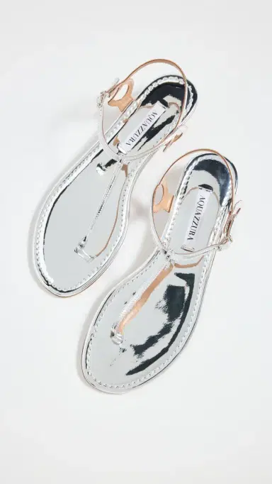 Aquazzura Almost Bare Sandal Flats Silver 38 | Thumbnail 6 Aquazzura Almost Bare Sandal Flats Silver 38 | Thumbnail 6