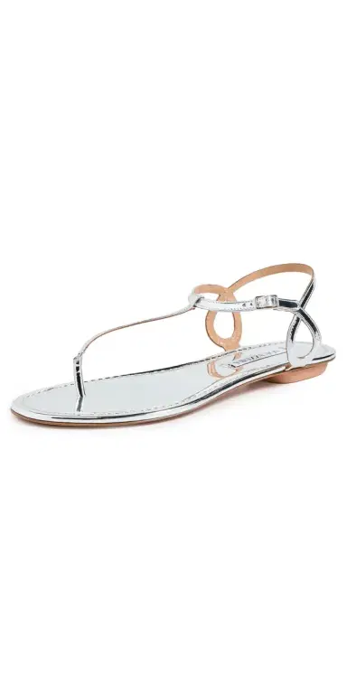 Aquazzura Almost Bare Sandal Flats Silver 38 | Thumbnail 1 Aquazzura Almost Bare Sandal Flats Silver 38 | Thumbnail 1