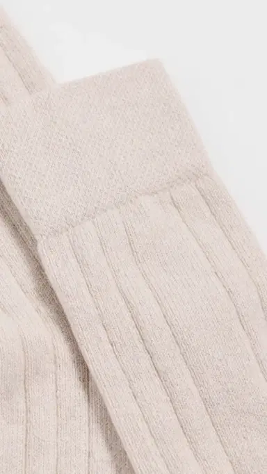 Stems Pure 97 Cashmere Socks Cream One Size | Thumbnail 3