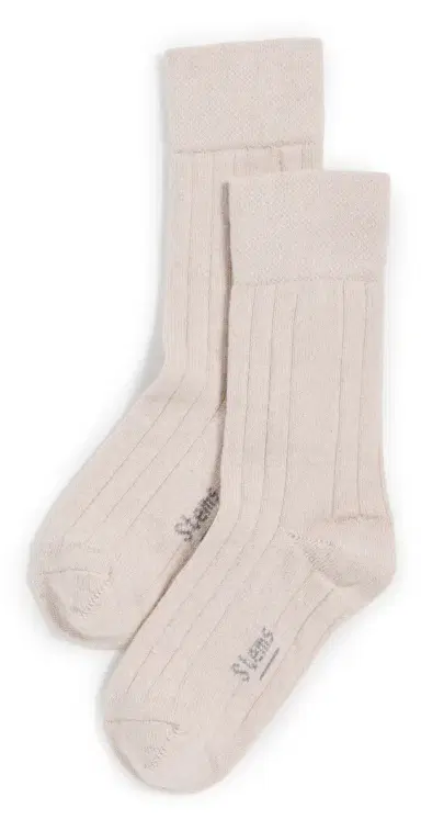 Stems Pure 97 Cashmere Socks Cream One Size | Thumbnail 1