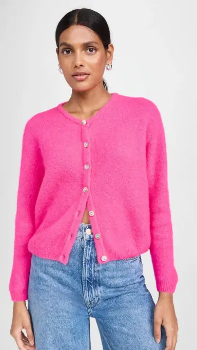 American Vintage Vitow Cardigan Rose Fluo Chine S | Thumbnail 2