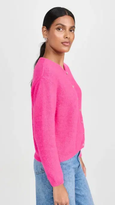 American Vintage Vitow Cardigan Rose Fluo Chine S | Thumbnail 4