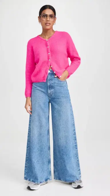 American Vintage Vitow Cardigan Rose Fluo Chine S | Thumbnail 5