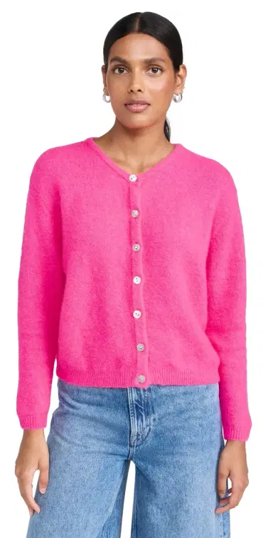 American Vintage Vitow Cardigan Rose Fluo Chine S | Thumbnail 1